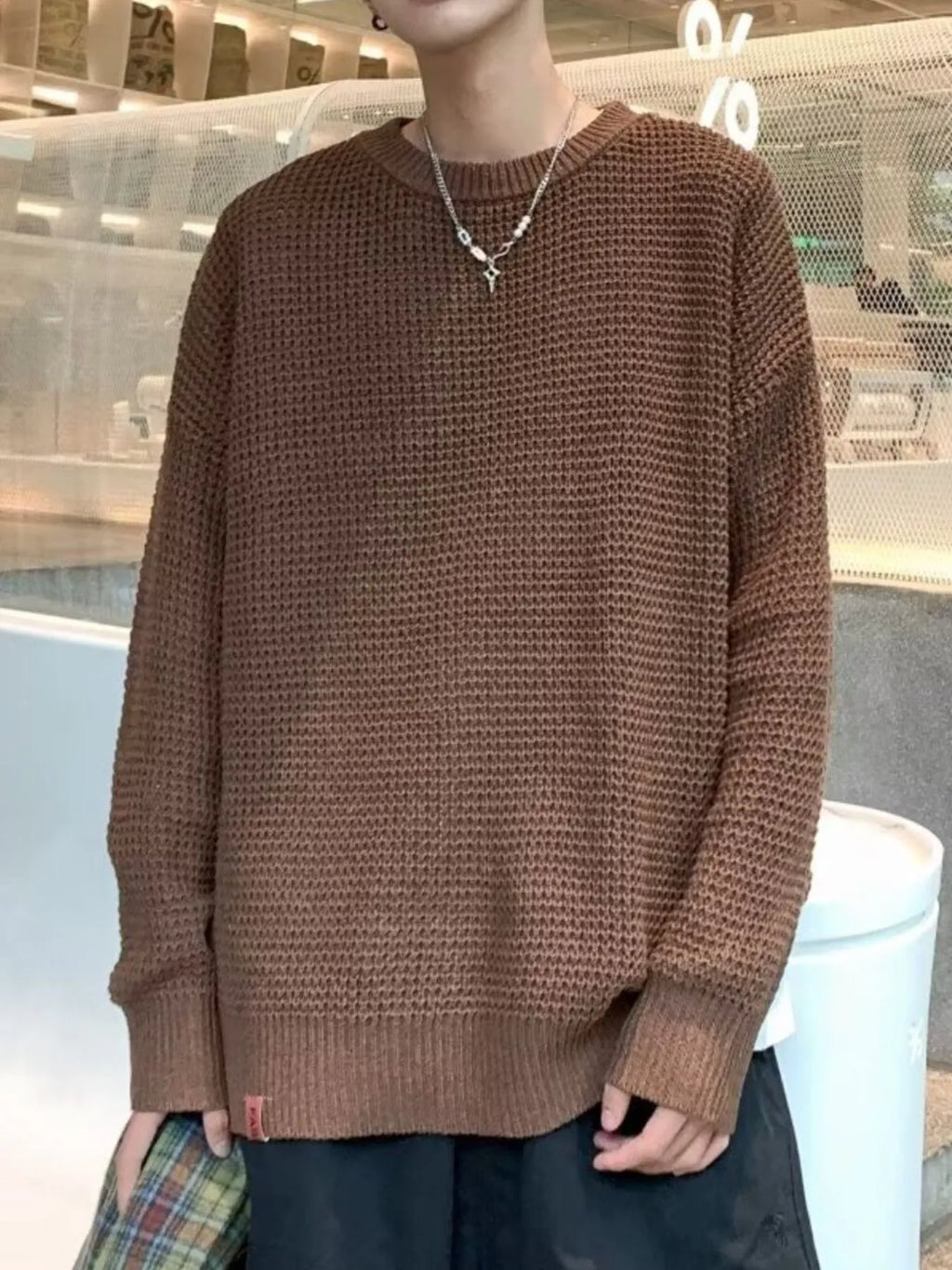 Men's Plus Size Round Neck Long Sleeve Sweater
