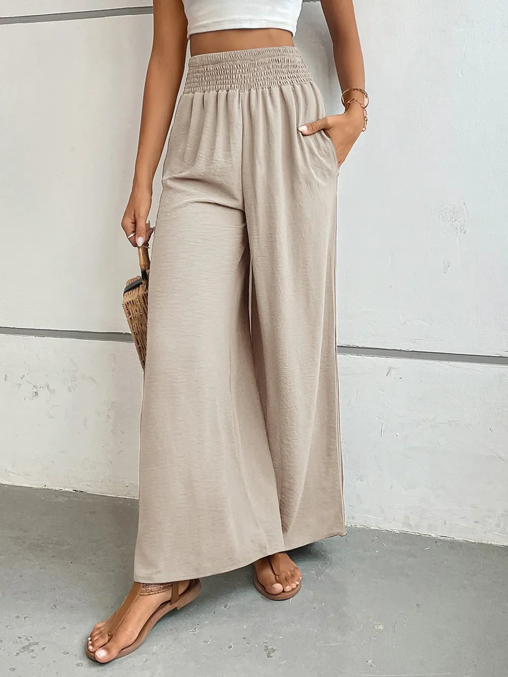 Perfee Wide Leg Pants with Pockets