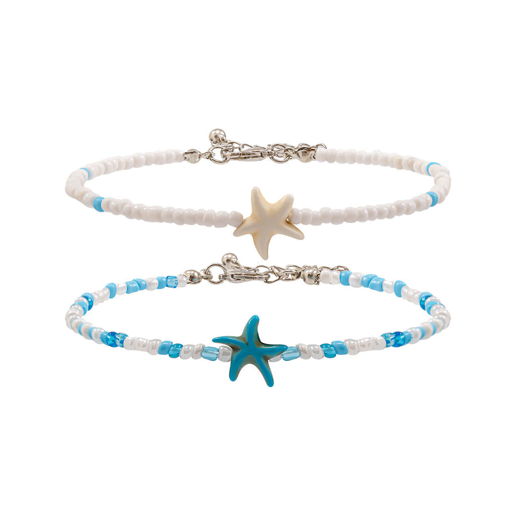 Conch Rice Bead Anklet Multi Layer Beach Foot Accessories Hot Selling Ocean Star Resort Foot Chain Set