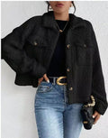Collared Button Faux Fur Short Coat-0