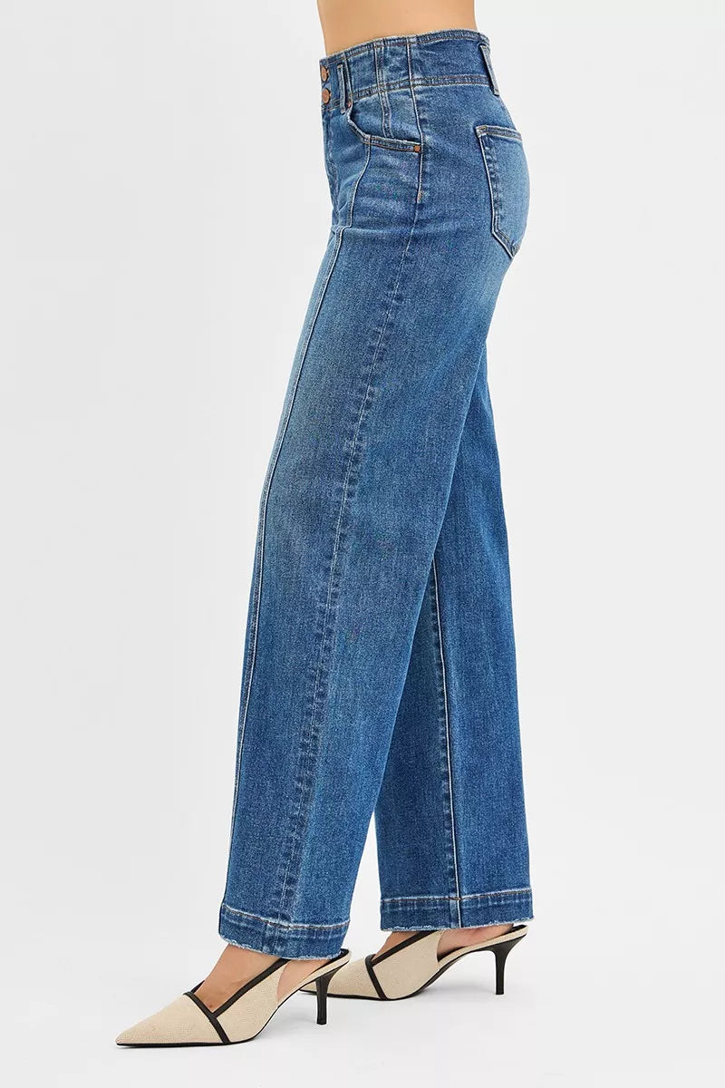 RISEN Mid Rise Fit Wide Baggy Jeans