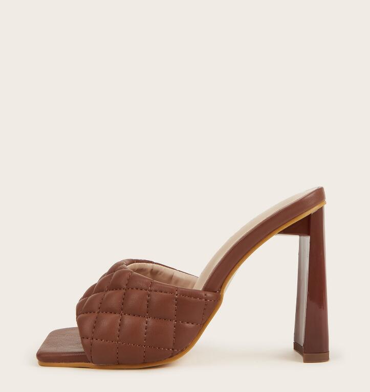 Square Toe High Heel Mules