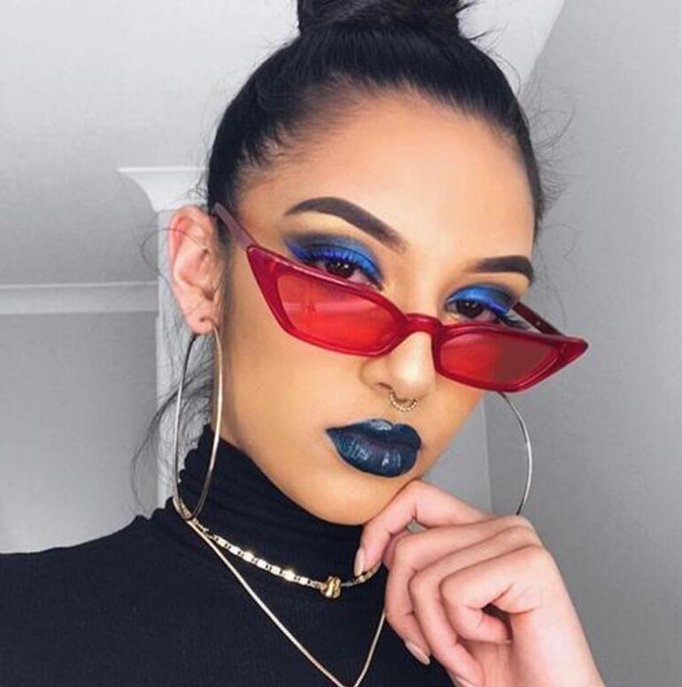 Red Shades Small Cat Eye Sunglasses Vintage Women Sunglasses