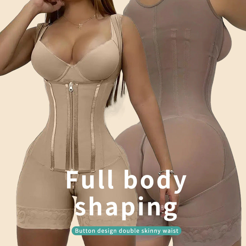 Women's Plus Size Waist-Cinching Double-Layer Bodyshaper with Hip Lift & Zipper
