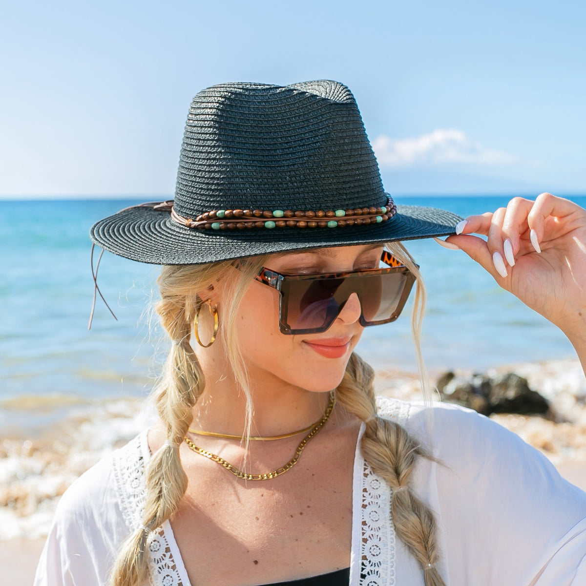 Boho Accent Panama Hat
