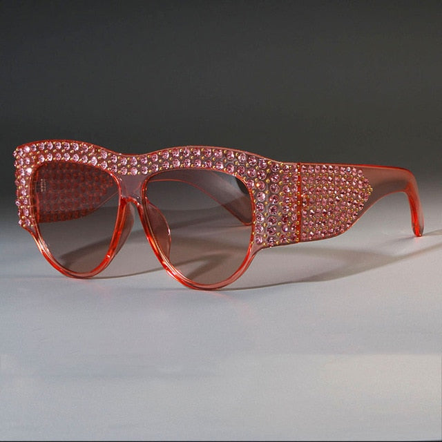 Luxury Square Sunglasses Women Oversized Rhinestone Frame Bling Diamond Glasses