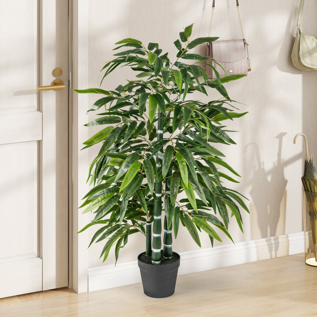 2 Pack Fake Bamboo Leave Tree with 3 PE Bamboo Trunk-Green