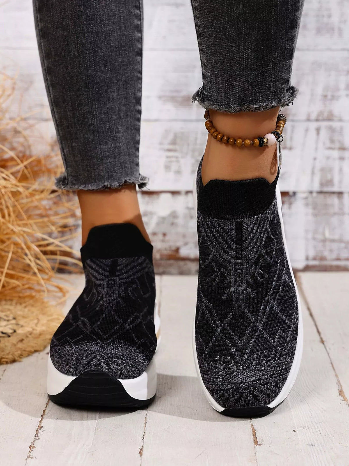 Mesh Round Toe Platform Sneakers