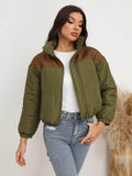 Two-Tone Zip-Up Puffer Jacket for Women Stylish Outerwear