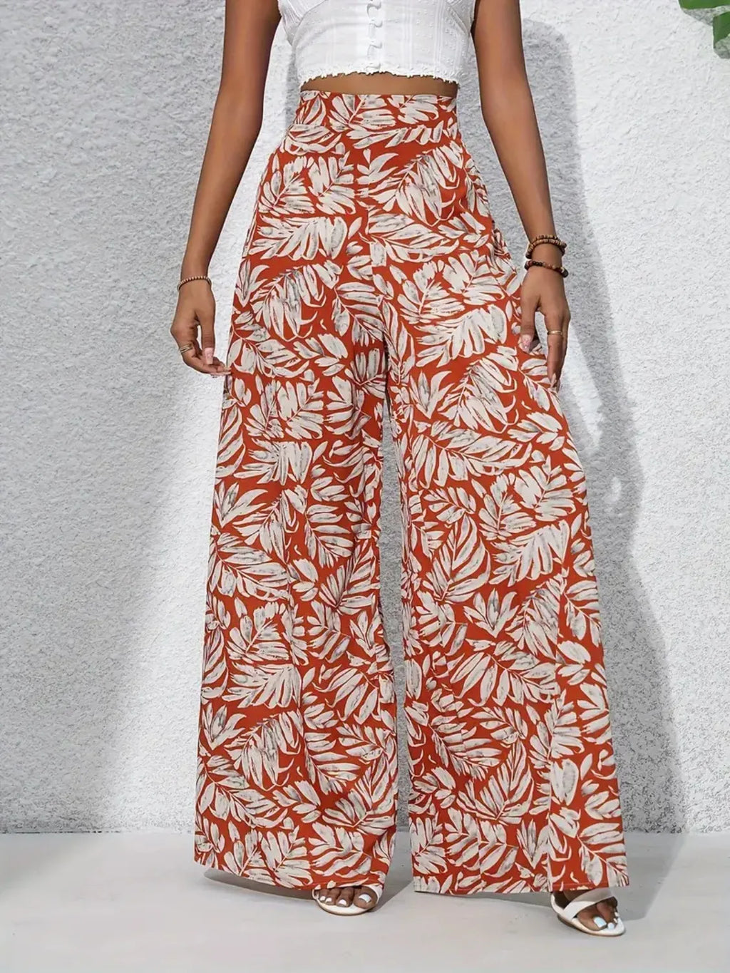 Printed High Waist Wide Leg Pants