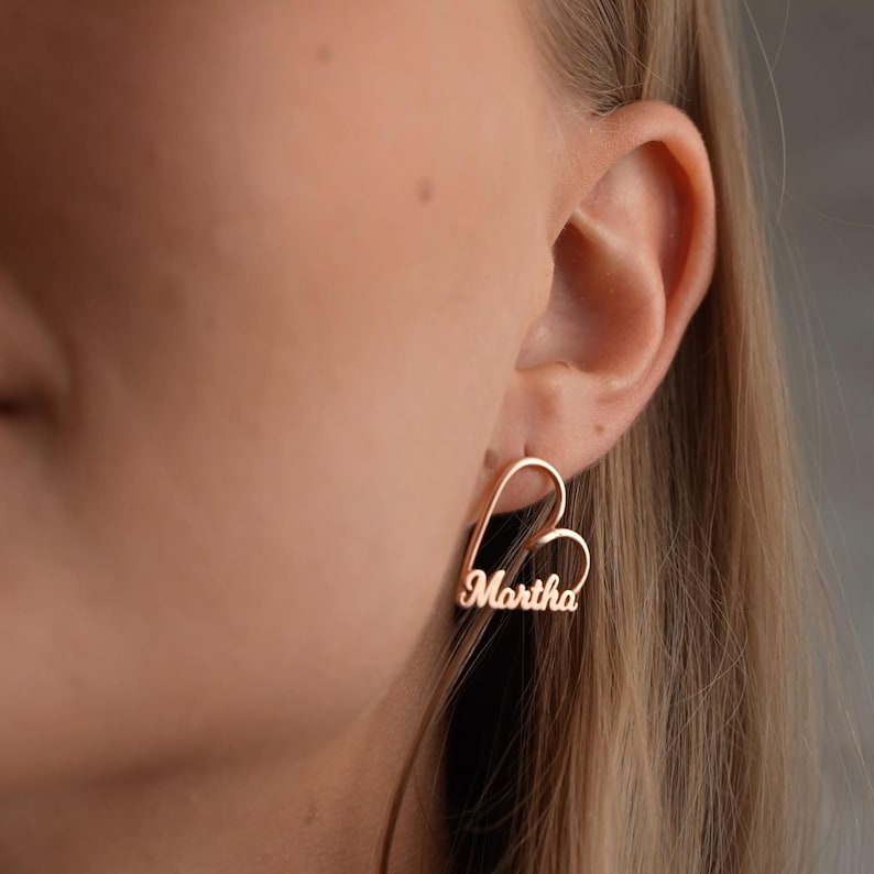 Heart Name Stud Earrings