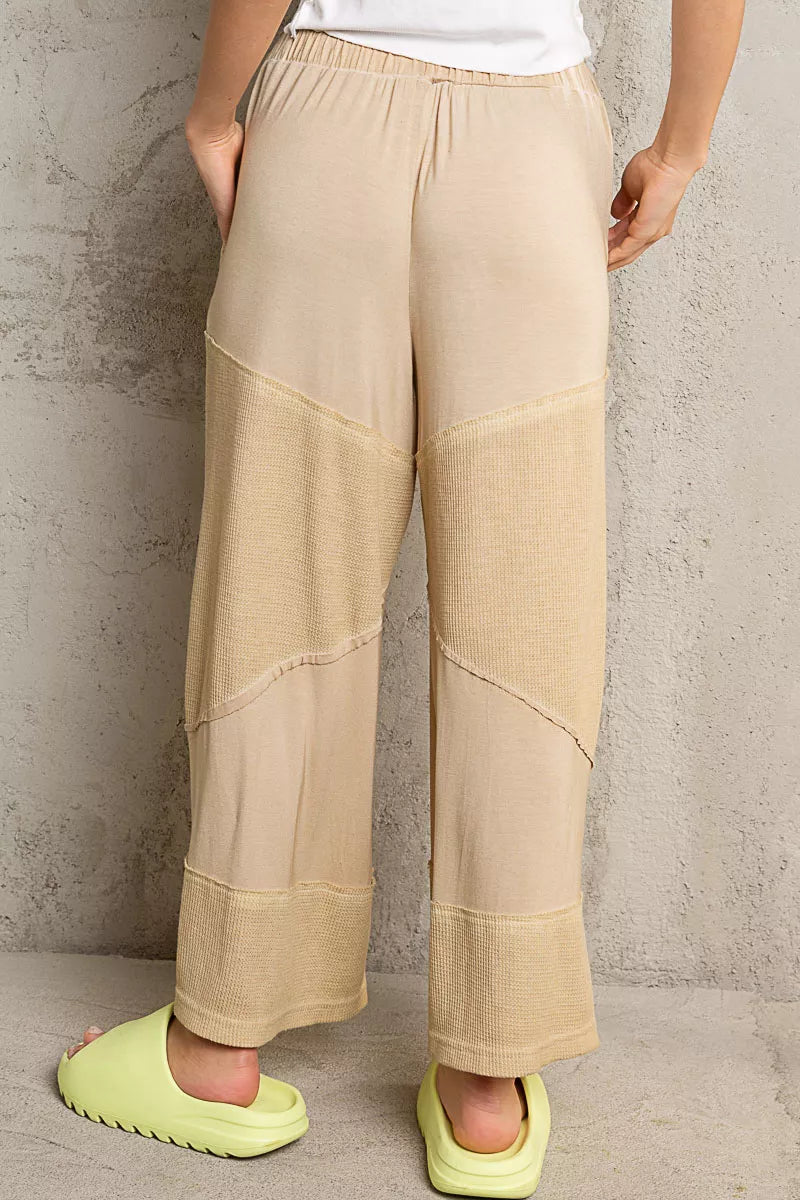 POL Elastic Waistband Wide Leg Pants with Drawstring