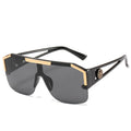 Oversized Square Sunglasses Men Women Vintage Metal Big Frame Semi-Rimless One Lens Sun Glasses UV400