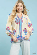Umgee Boho Floral Print Tunic Blouse