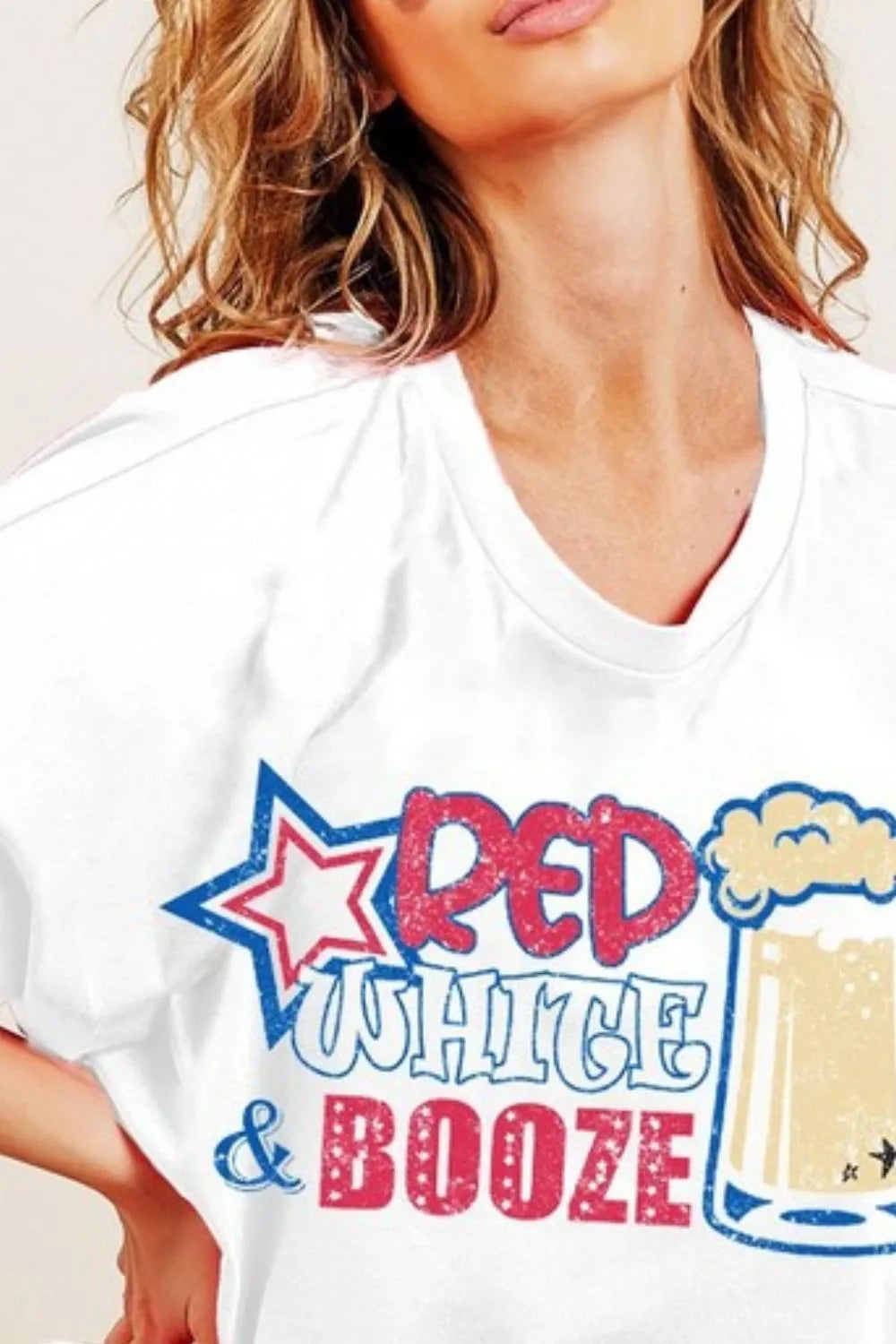 BiBi Red White and Booze Graphic Jersey Top