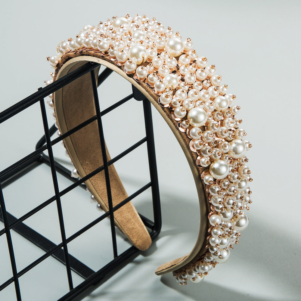 Hair Hoop Hair Accessories Baroque Hair Hoop Hand Nail Pearl Versatile Net Red Catwalk Head Hoop