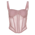 Fashion sheer mesh corset-style fitted sexy crop top for women