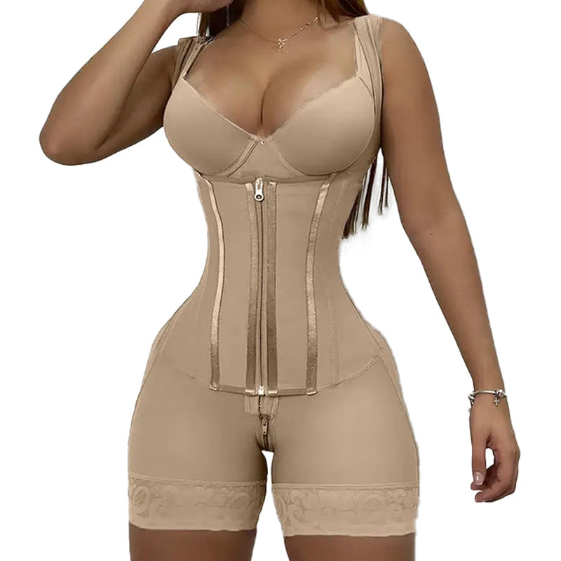 Women's Plus Size Waist-Cinching Double-Layer Bodyshaper with Hip Lift & Zipper