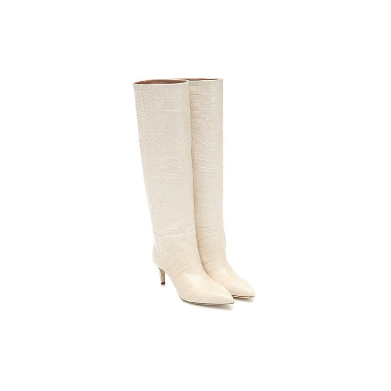 sexy high heels western boots fashion knee high boots women microfiber thin high heel long boots pointed toe autumn winter boots