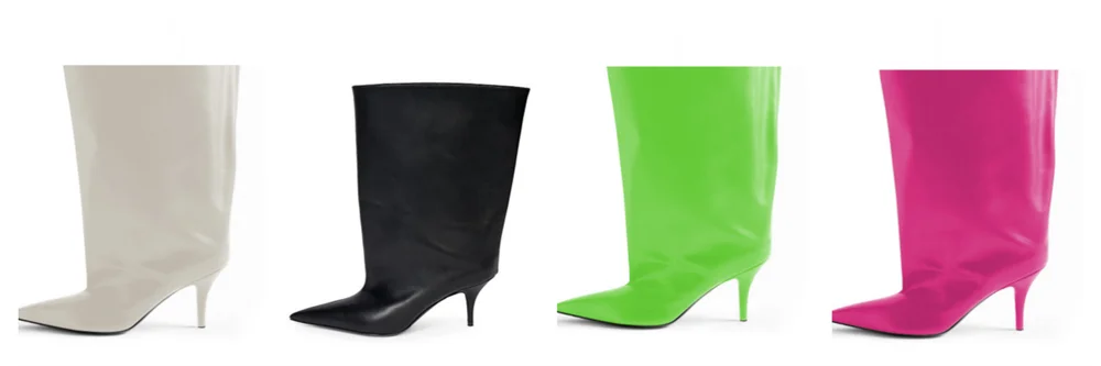 New Brand Europe America Pointed Sleeve Thigh Boots Fashion Big Tube Thin High Heels Ladies Knee Length Women's Boots Black