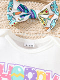 Children's Easter Graphic Bodysuit and Skirt Set with Headband