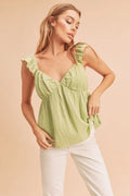 Aemi + Co Sweetheart Neck Ruffled Strap Top