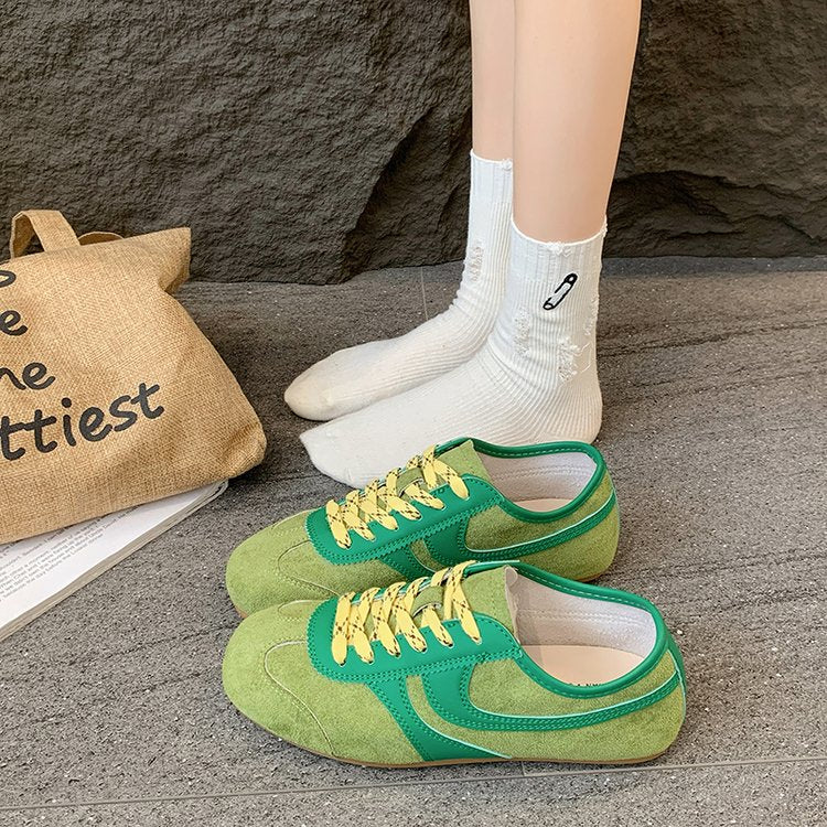 Contrast Panel Suede Sneakers