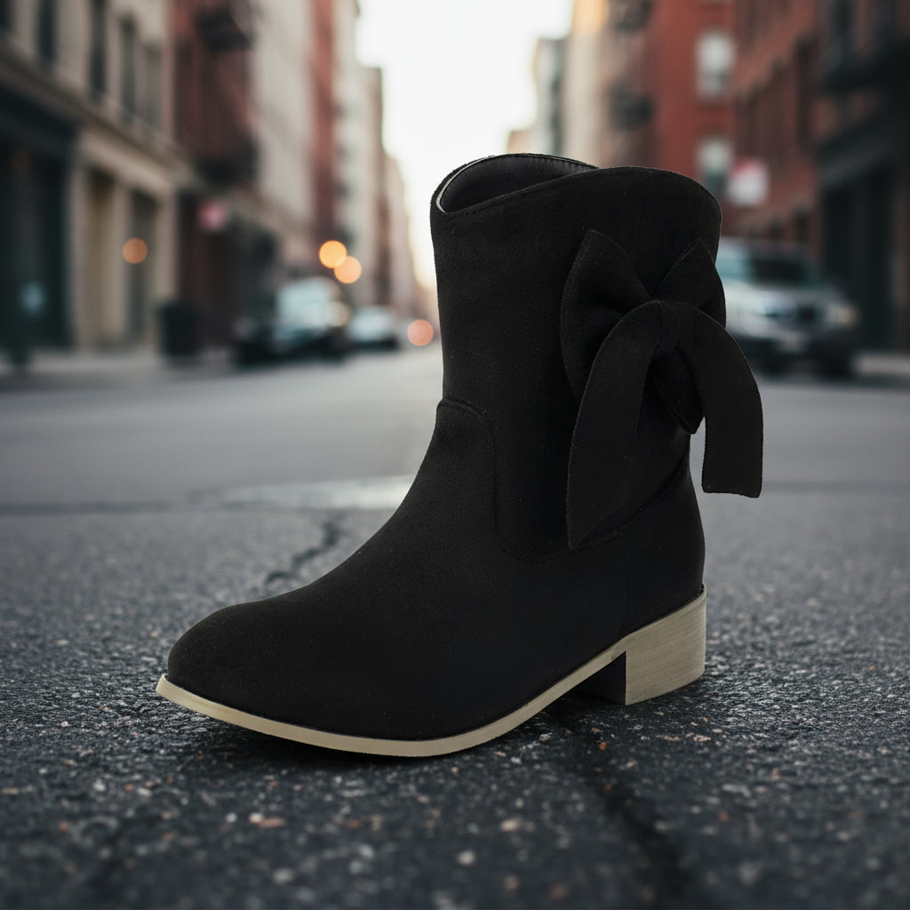 Low Heel Suede Large Size Sweet Bow Casual Boots