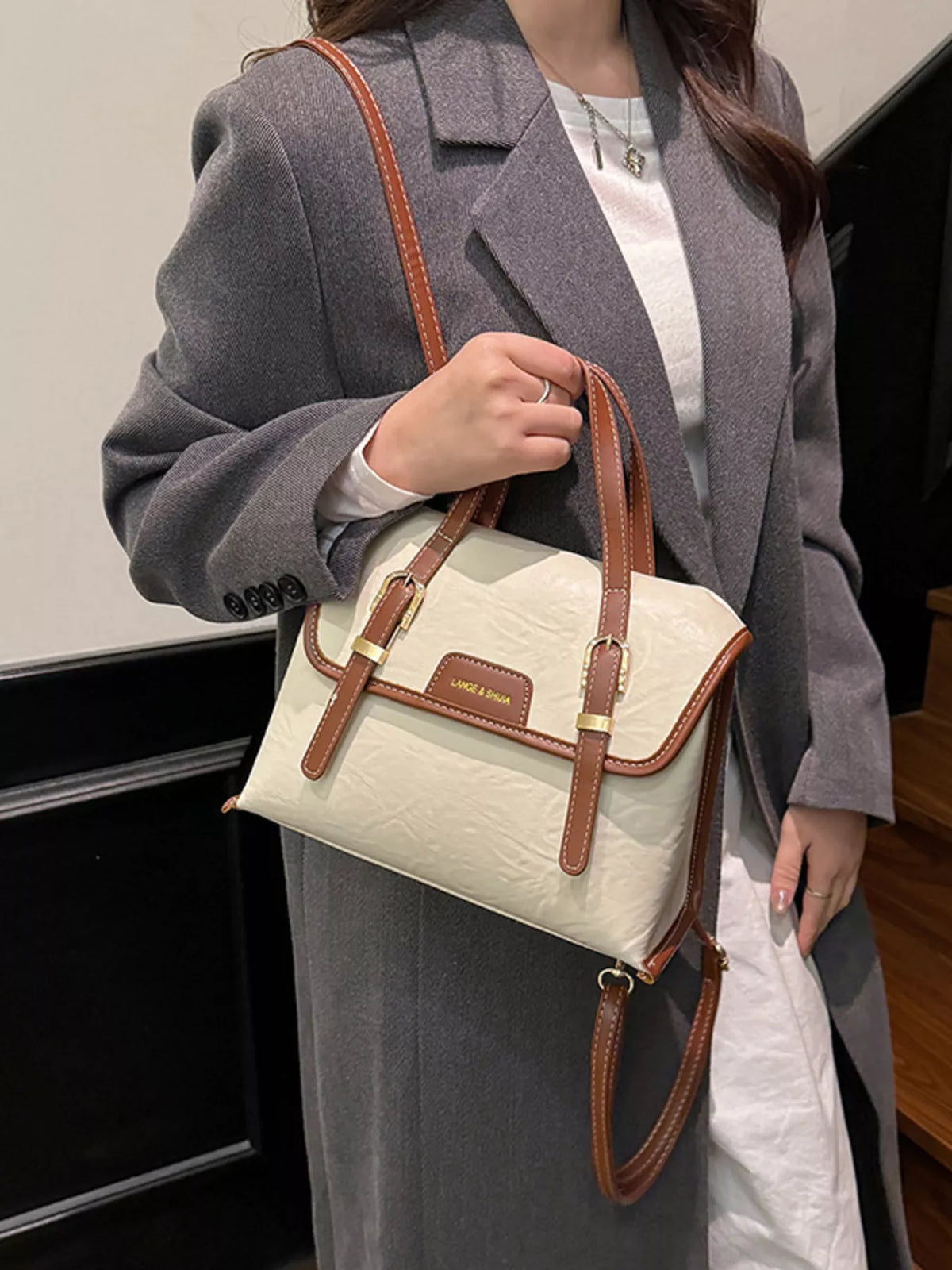 Leather Flap Backpack Bag