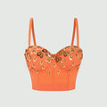 Hot Sale Luxury Sexy Design Beading Corset Crop Tops for Women Solid Camis