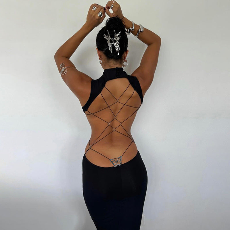 Bareback sexy bow dress for women