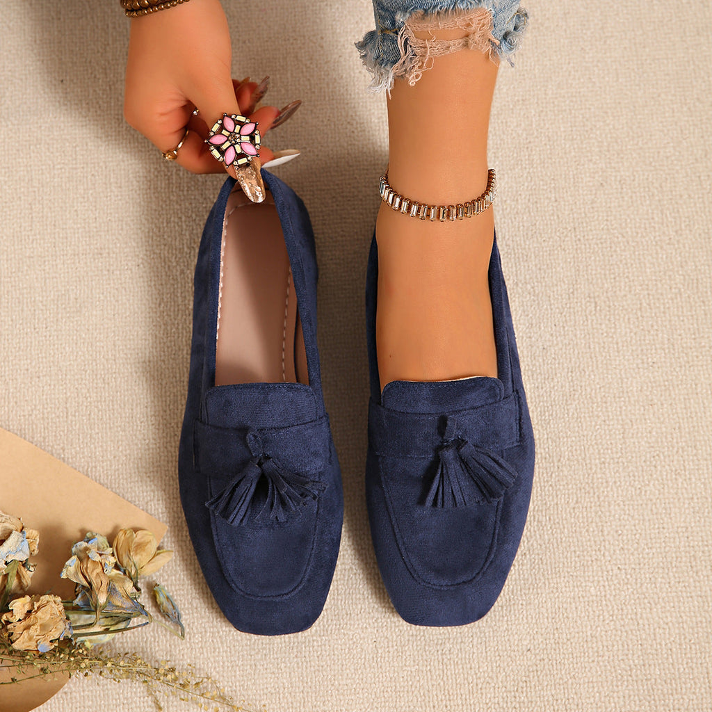 Square Toe Tassel Loafers