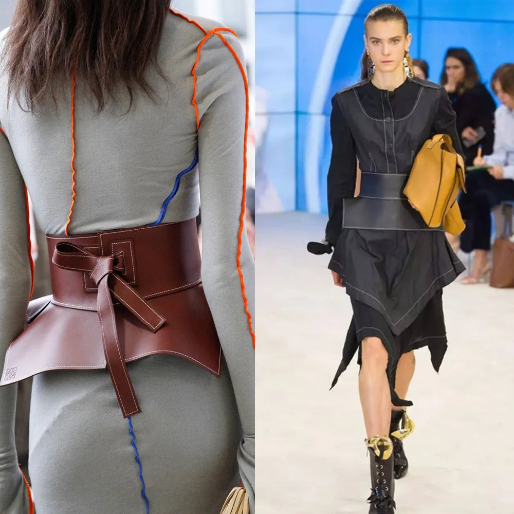 Customized Chic PU Leather Wide Belt Street Trendy Personality Women Corset Type Belt