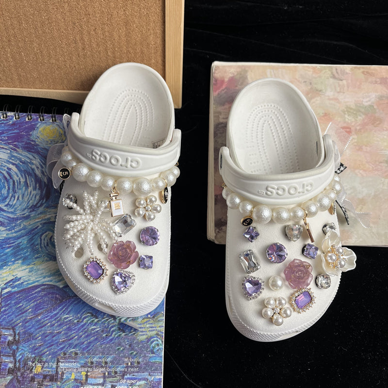 Pearl Chain Buckle Shoe Flower Accessories