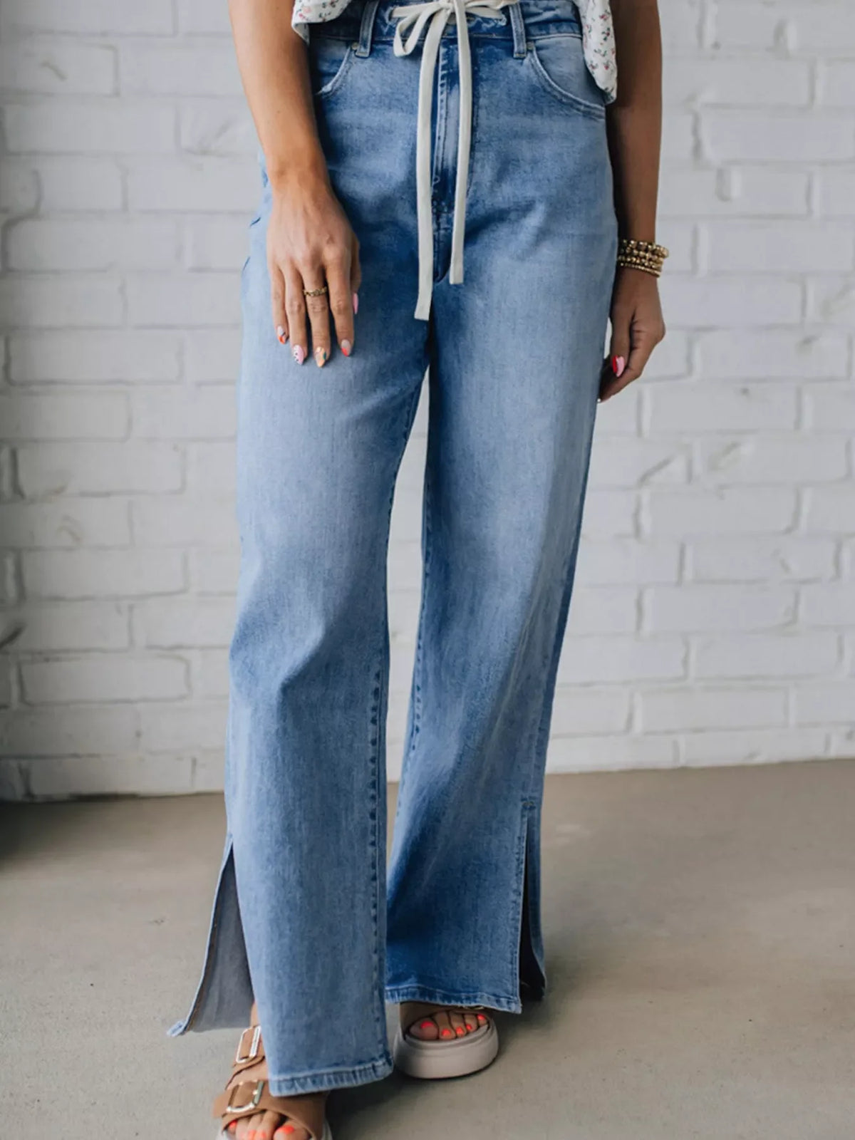 Slit Wide Leg Jeans