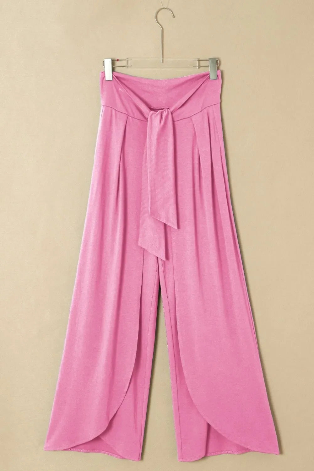 Knotted Waist Split Leg Relaxed Pants
