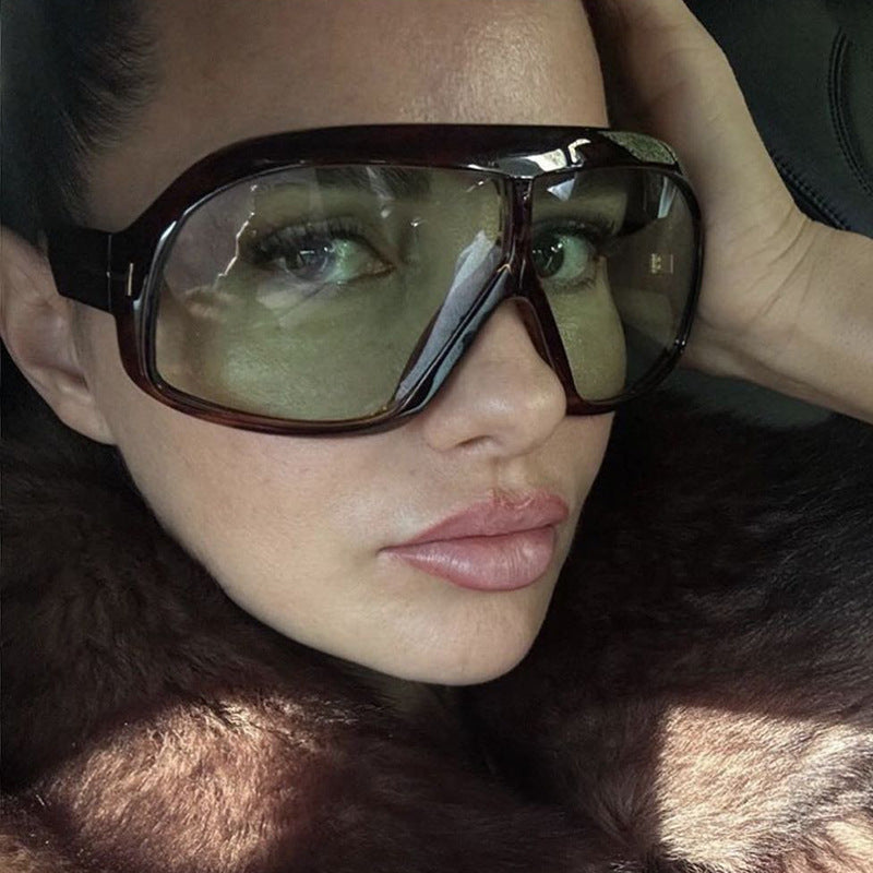 Conjoined large frame sunglasses, fashionable and versatile sunglasses, cross-border trendy sunglasses, high-end feel