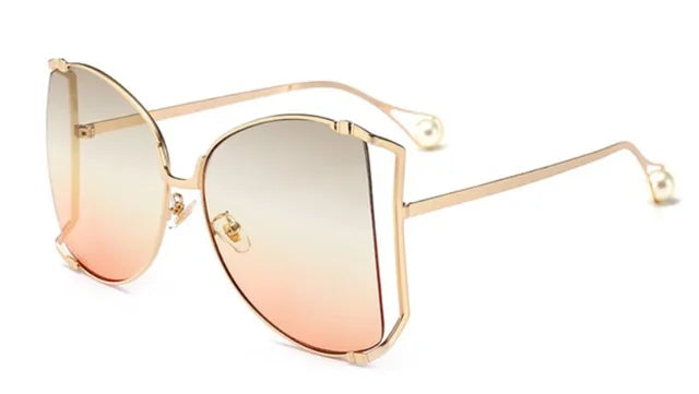 Oversize Square Sunglasses Women Metal Frame Fashion Luxury Hollow Frame Brand Sunglasses Female Gradient Shades