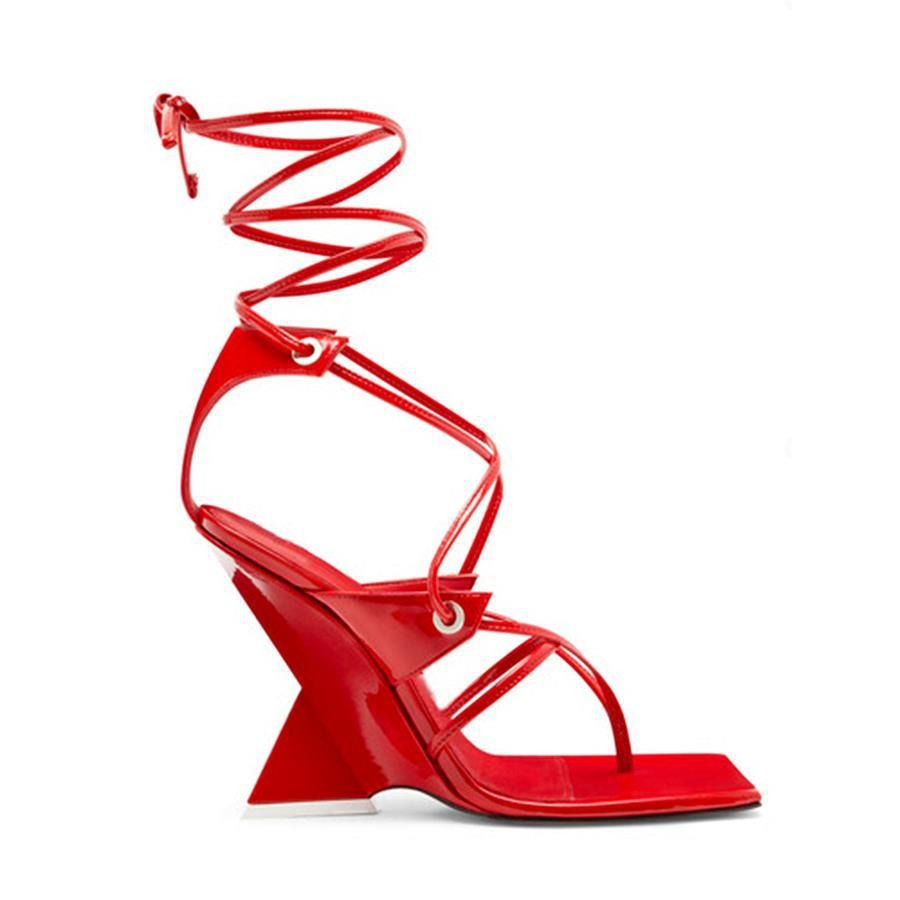 Sandals Women's Summer New High Heel Thick Heel Sandals Square Head Ankle Lace Strap Sexy