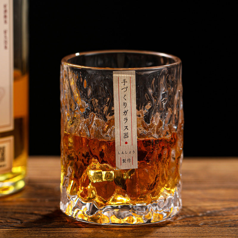 Handmade Japanese ice patterned glass hammer patterned foreign wine glass crystal glass