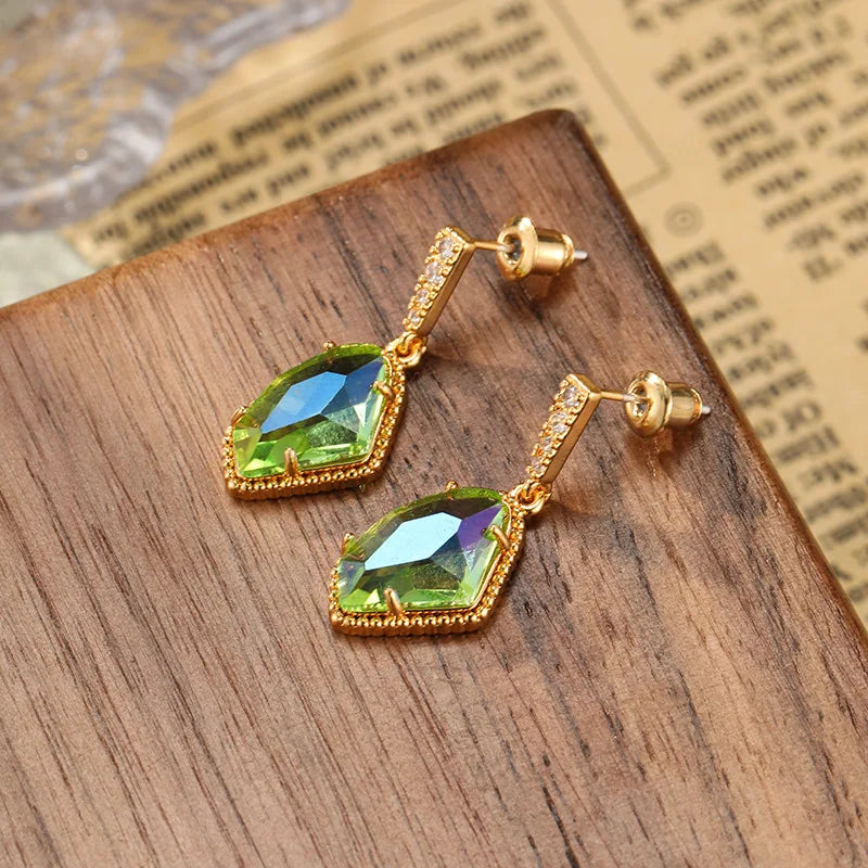 Crystal Glass Irregular Drop Earrings