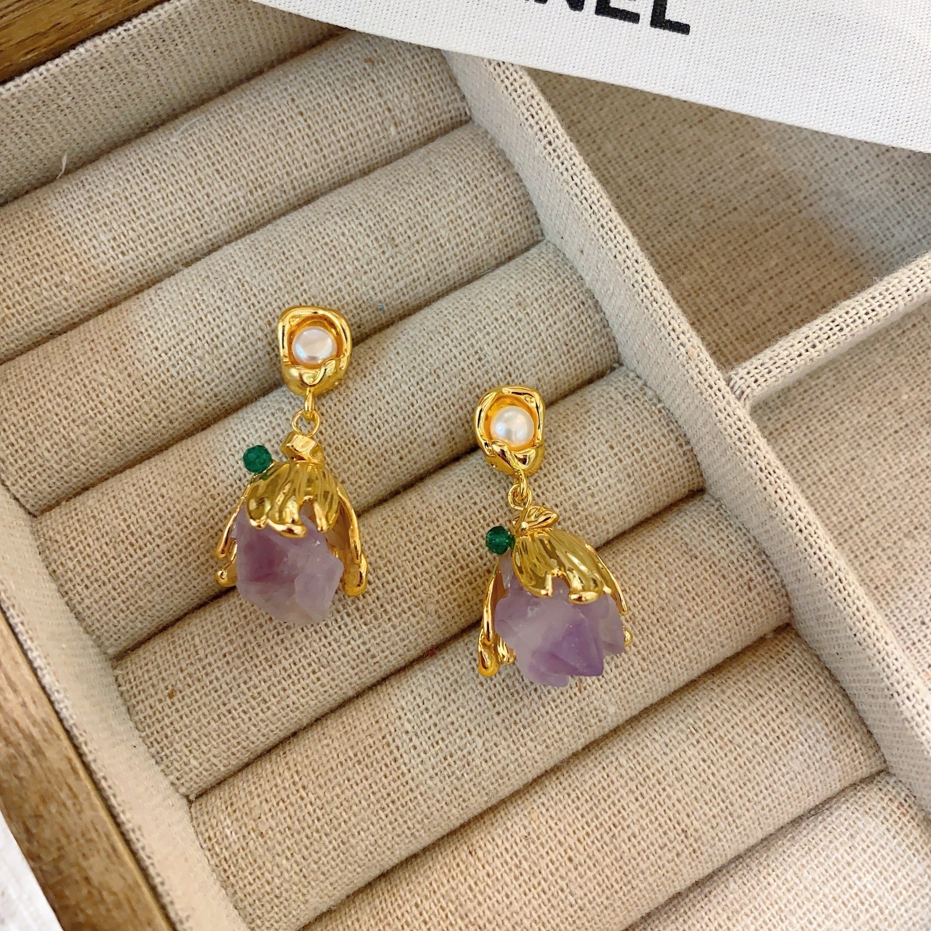 Amethyst Stone Stud Earrings