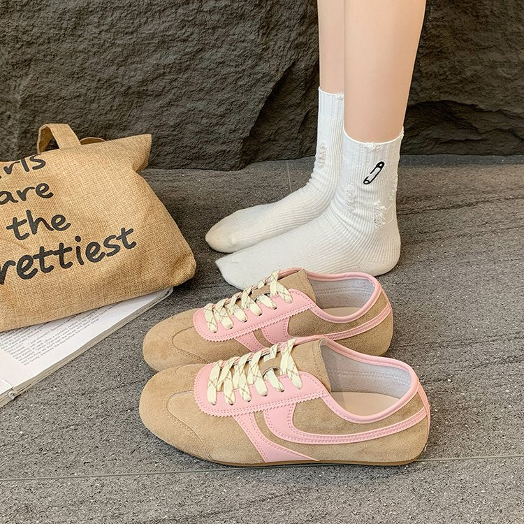 Contrast Panel Suede Sneakers
