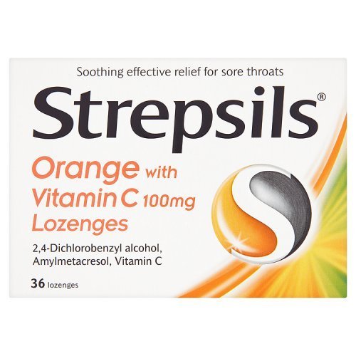 Strepsils Orange with Vitamin C 100mg 36 Lozenges