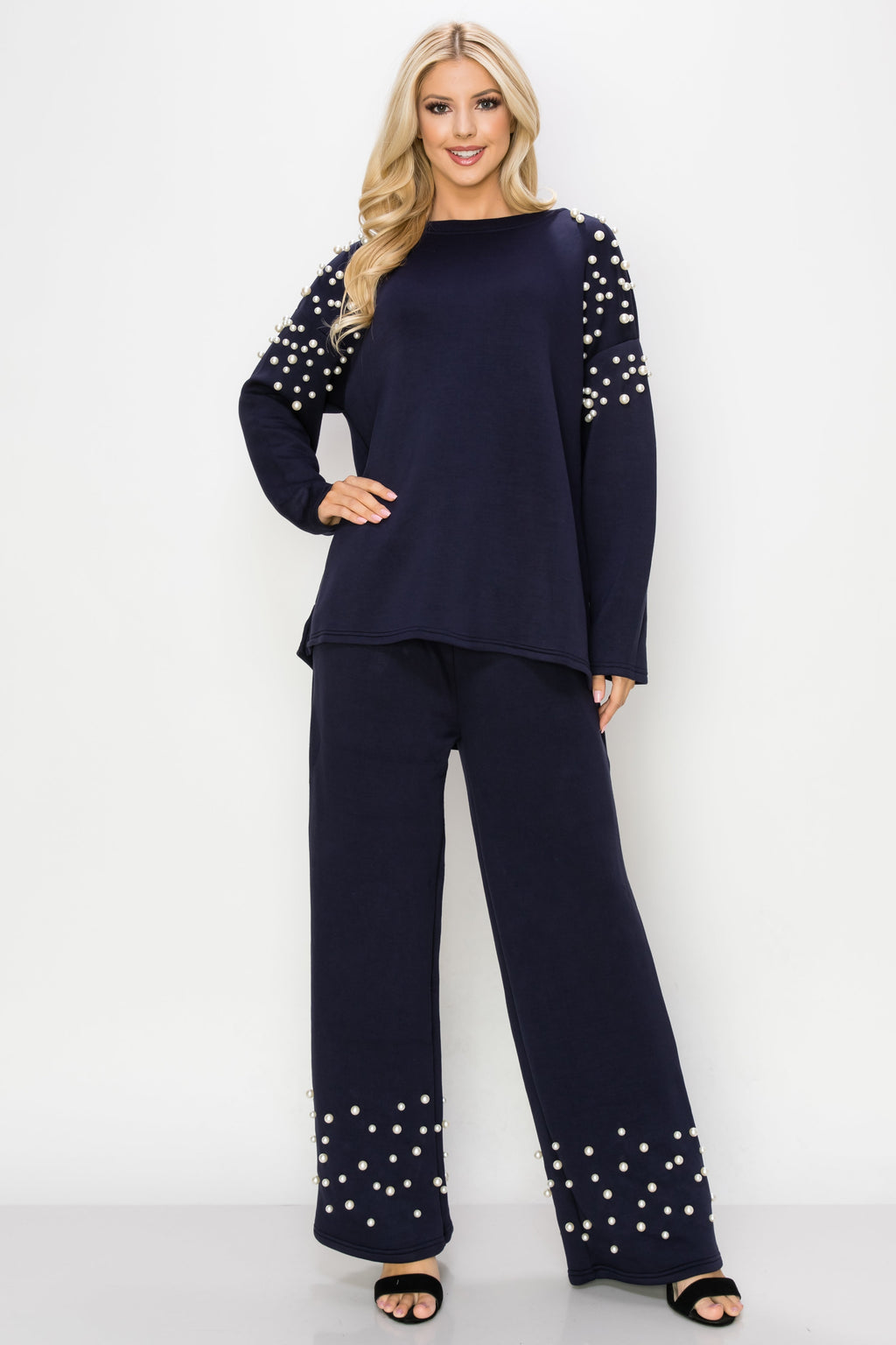 Fiona French Scuba Knit Pearl Hi-Low Top-3
