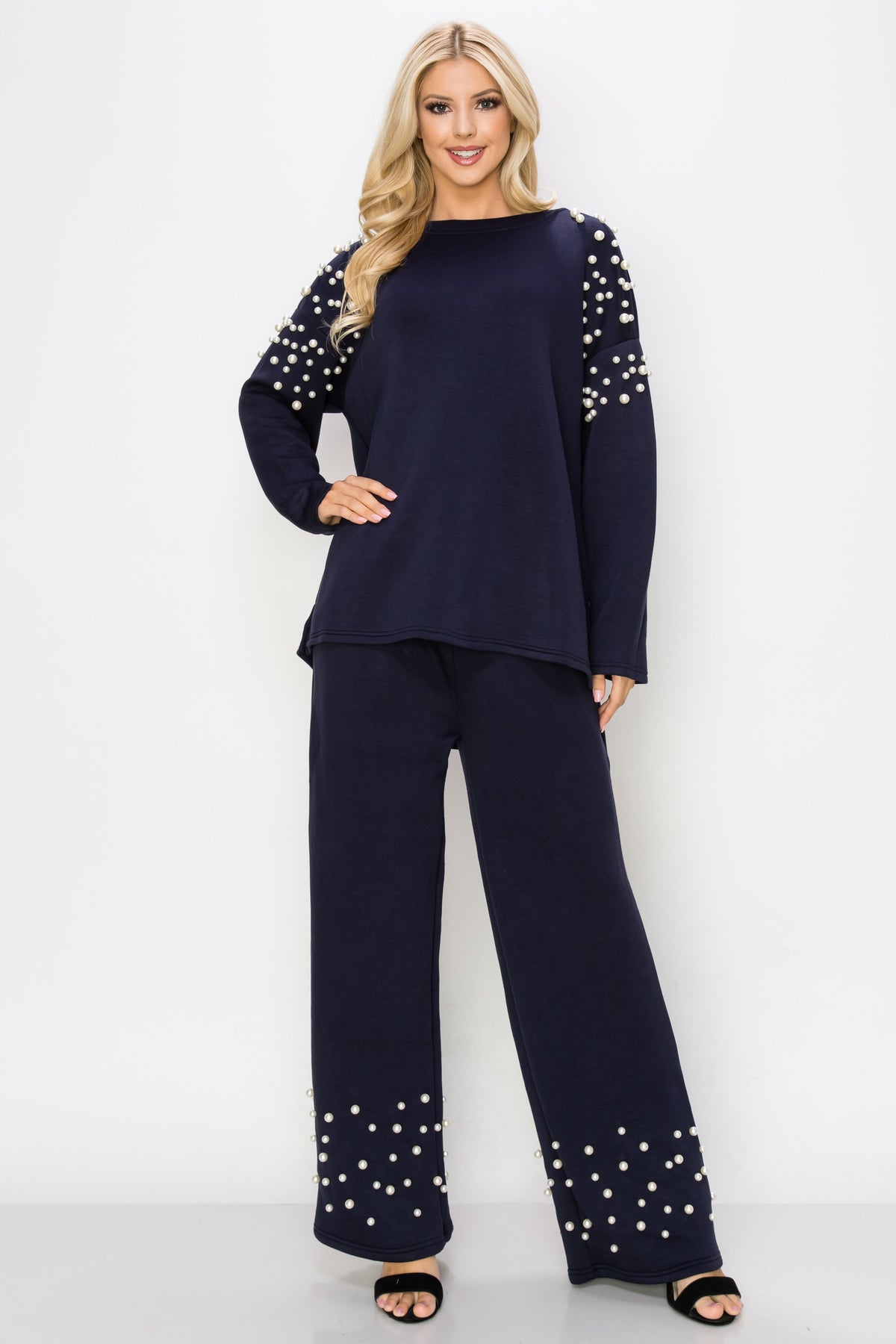 Fiona French Scuba Knit Pearl Hi-Low Top-3