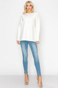 Fiona French Scuba Knit Pearl Hi-Low Top-4