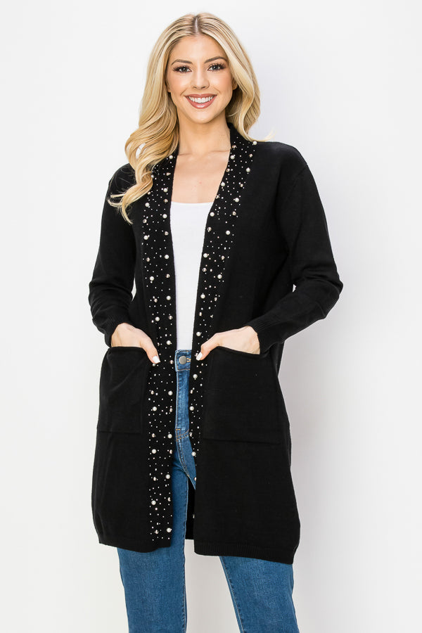 Serra Knitted Sweater Cardigan with Pearls & Sparkles-4