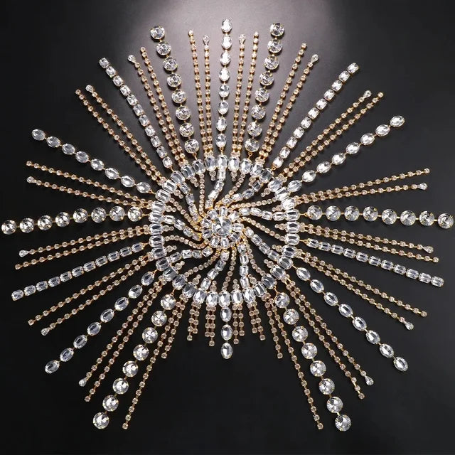 New Boho Long Tassel Hair Chain Rhinestone Head Chain Dance Headband Wedding Tiara Accessories Fringe Hat Headpiece Women