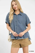 Umgee Washed Denim Oversized Top
